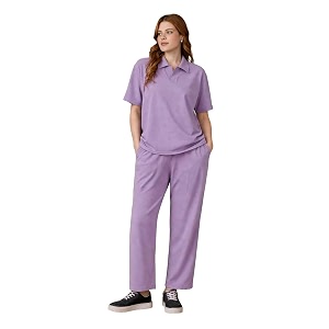 Kvetoo Women Solid Tracksuit Set Cotton Lounge