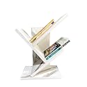 Engineered Wood Space Saver Book Shelf forLiving Room and Office, Table Top Free Standing Organizer, Laminated Finish, Modern Tree Shape Bookcase (3 Tier White)