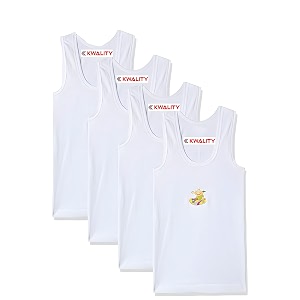kwality boys white cotton vest pack of 4