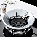 KWER Silver Gas Saver Burner Stand, 4-Leg Chula Support Jali Ring, Wind &amp; Fireproof Energy-Saving Metal, 0.7mm (Pack of 1)