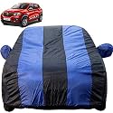 Kwid Dustproof Car Cover with Mirror Pockets, Royal Blue Stripes, Taffeta Polyster,Triple Stitched, Compatible with Renaults Kwid Car Cover (2015 to 2020), Kwid Car Accessories