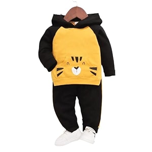 Kwikk Tiger Printed Fleece Tracksuit for Baby