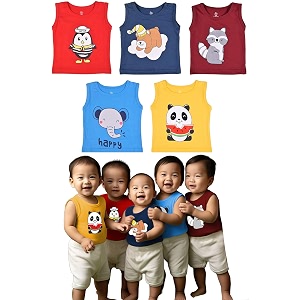 kwitchy kids vests top for boys amp girls sleeveless t-shirts  tank tops  cotton t shirt  summer vest  printed tees tshirts only pack of 5