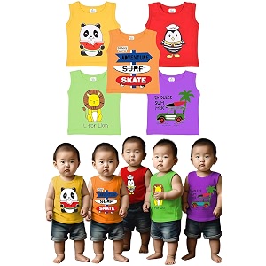 kwitchy kids vests top for boys amp girls sleeveless t-shirts  tank tops  cotton t shirt  summer vest  printed tees tshirts only pack of 5