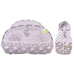 kwitchy new born baby bedding combo luxury mattress bed amp carry bag for 0-6 months baby grey 2pcs set