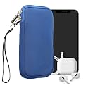 kwmobile Universal Phone Pouch Size M - 5.5" - Neoprene Smartphone Pouch with Zip - Water-Repellent Mobile Phone Case - Sleeve in Baltic Blue