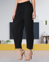 KWSH Women Regular Fit Black Viscose Rayon Trousers
