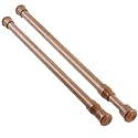 KXLife Tension Curtain Rod No Drill 12-20", Small Spring Rod, 2Pcs, Oak