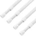 KXLife 4 Pack 5/8" Spring Tension Curtain Rod, Adjustable Tension Rods White 18 to 30 Inch, RV Tension Bars, Tension Rod for Closet