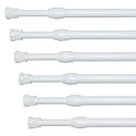 KXLife Tension Curtain Rod No Drill 12-20", Small Spring Rod, 6Pcs, White