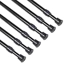 KXLife Tension Curtain Rod No Drill 12-20", Small Spring Rod, 6Pcs, Black