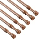 KXLife Tension Curtain Rod No Drill 12-20", Small Spring Rod, 6Pcs, Oak