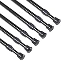KXLife Spring Tension Curtain Rod No Drill Adjustable 18-30", 6Pcs, Black