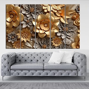 kyara arts-3d flower wall painting with frame big size30inchx48inch wall art for living roombedroomdrawing roomhotels offices-wooden framed-digital painting