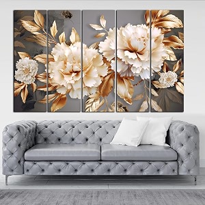 kyara arts beautiful white flower painting with frame big size 30inchx48inch wall art for living roombedroomdrawing roomhotels-wooden framed-digital painting