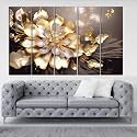 KYARA ARTS-Big golden Flower painting with frame Big Size (30inchx48inch) Wall Art for living room,Bedroom,Drawing room,Hotels-Wooden Framed-Digital Painting