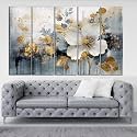 KYARA ARTS-Big white Flower wall painting with frame Big Size (30inchx48inch) Wall Art for living room,Bedroom,Drawing room,Hotels-Wooden Framed-Digital Painting