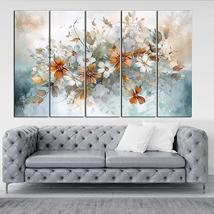 kyara arts-floral wall painting with frame big size 30inchx48inch wall art for living roombedroomdrawing roomhotels-wooden framed-digital painting