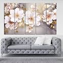 KYARA ARTS golden leafs with white Flower painting with frame Big Size (30inchx48inch) Wall Art for living room,Bedroom,Drawing room,Hotels-Wooden Framed-Digital Painting