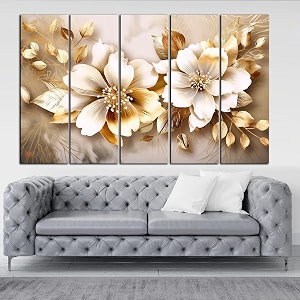 kyara arts white flower wall painting with frame big size 30inchx48inch wall art for living roombedroomdrawing roomhotels-wooden framed-digital paintings