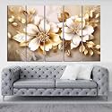 KYARA ARTS white Flower wall painting with frame Big Size (30inchx48inch) Wall Art for living room,Bedroom,Drawing room,Hotels-Wooden Framed-Digital Paintings