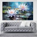 KYARA ARTS-white lotus Flower painting with frame Big Size (30inchx48inch) Wall Art for living room,Bedroom,Drawing room,Hotels-Wooden Framed-Digital Painting