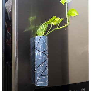 kyari magneto metal pots for indoor plants with drainage hole best flower pots amp planters for home decor living room kitchen bedroom table top office gifting blue geometric