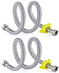 kyari - high grade 304 stainless steel 24 inch connection pipe - set of 2 - for geyser  washbasin  toilet  bathroom hose pipe
