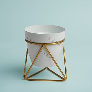 kyari metallic unbreakable single decorative small golden cross stand with small pot  planter