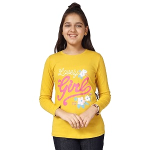 kyda kids 100 cotton girls full sleeve printed t-shirtregular fit round neck tops pack of 3