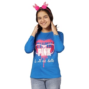 kyda kids 100 cotton girls full sleeve printed t-shirtregular fit round neck tops pack of 3
