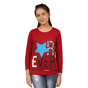 kyda kids 100 cotton girls full sleeve printed t-shirtregular fit round neck tops pack of 3