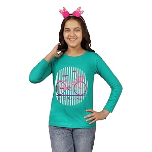 kyda kids 100 cotton girls full sleeve printed t-shirtregular fit round neck tops pack of 3