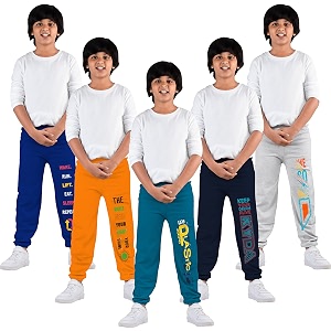 kyda kids boys 100 pure cotton printed track pants  elastic waist loose fit summer wear  multicolor kids trousers pack of 5