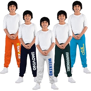 kyda kids boys 100 pure cotton printed track pants  elastic waist loose fit summer wear  multicolor kids trousers pack of 5