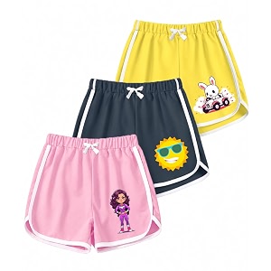 kyda kids girls 100 pure cotton printed shorts  regular fit soft breathable summer wear  multicolor kids shorts pack of 3