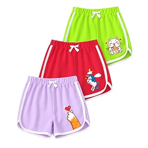kyda kids girls 100 pure cotton printed shorts  regular fit soft breathable summer wear  multicolor kids shorts pack of 3