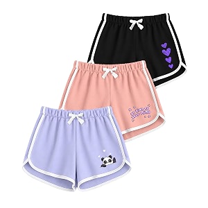 kyda kids girls 100 pure cotton printed shorts  regular fit soft breathable summer wear  multicolor kids shorts pack of 3