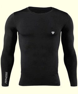 Kyk Men Solid Round Neck Polyester Black