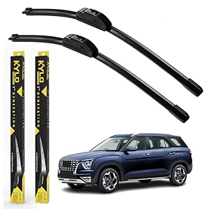 kyloxtreme perfect fitting frameless windshield 100 scratch proof cleaning water repellant silicon wiper blades suitable for alcazar driver side - 2434 passenger side - 1834
