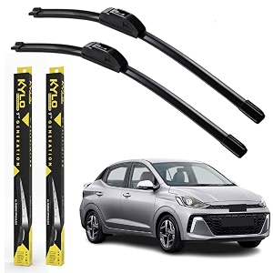 kyloxtreme perfect fitting frameless windshield 100 scratch proof cleaning water repellant silicon wiper blades suitable for hundai aura driver side - 2434 passenger side - 1634 set of 2