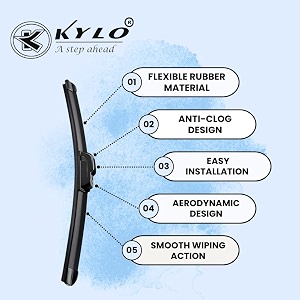 kyloxtreme perfect fitting frameless windshield 100 scratch proof cleaning water repellant silicon wiper blades suitable for renault fluence set of 2