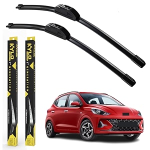 kylo perfect fitting frameless windshield 100 scratch proof cleaning water repellant silicon wiper blades suitable for hyundai i10 grand nios set of 2 driver side - 2434 passenger side - 1634