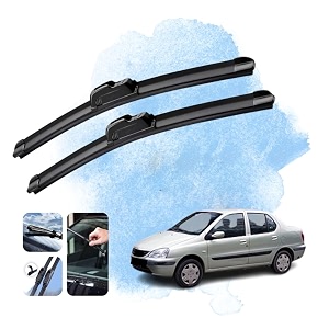 kyloxtreme perfect fitting frameless windshield 100 scratch proof cleaning water repellant silicon wiper blades suitable for tata indigo driver side - 2434 passenger side - 1734 set of 2