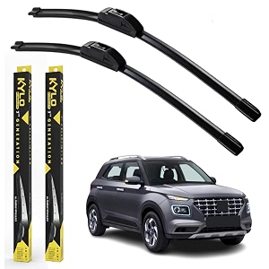 kyloxtreme perfect fitting frameless windshield 100 scratch proof cleaning water repellant silicon wiper blades suitable for venue d2434 p1834 set of 2