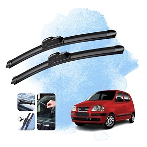 kyloxtreme perfect fitting frameless windshield 100 scratch proof cleaning water repellant silicon wiper blades suitable for hyundai santo xing driver side - 2034 passenger side - 1734 set of 2