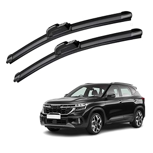 kyloxtreme perfect fitting frameless windshield 100 scratch proof cleaning water repellant silicon wiper blades suitable for kia seltos set of 2 driver side - 2434 passenger side - 1834