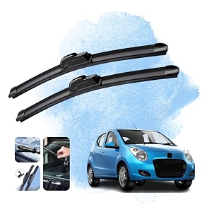 kyloxtreme perfect fitting frameless windshield 100 scratch proof cleaning water repellant silicon wiper blades suitable for maruti suzuki a star driver side - 2134 passenger side - 1434 set of 2