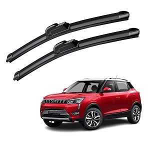 kyloxtreme perfect fitting frameless windshield 100 scratch proof cleaning water repellant silicon wiper blades suitable for mahindra xuv-300 driver side - 2434 passenger side - 1634 set of 2