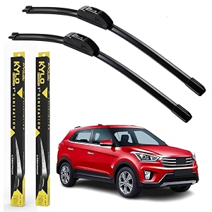 kyloxtreme perfect fitting frameless windshield 100 scratch proof cleaning water repellant silicon wiper blades suitable for hyundai creta 1st gen 2015-2020 d - 2634 p-1634 set of 2